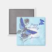 Blue Butterfly Birthday Magnet (Vorderseite/Rückseite)