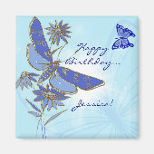 Blue Butterfly Birthday Magnet (Vorne)