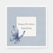 Blue Butterfly Birthday Serviette (Vorderseite)