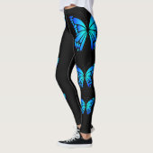 Blue Butterfly Black Moderne trendige Hot Leggings (Links)