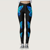 Blue Butterfly Black Moderne trendige Hot Leggings (Vorderseite)