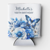 Blue Butterfly Blume Elegant 100. Geburtstag Dosenkühler (Vorderseite)