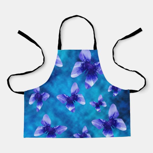 Blue Butterfly Blume, Mädchen Full Print Schürze (Vorderseite)
