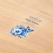 Blue Butterfly Blume Überraschung 50. Geburtstag Acryleinladungen (Ablage )