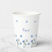 Blue Butterfly Boho Floral Wildblume Babydusche Pappbecher (Rückseite)