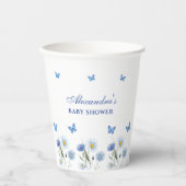 Blue Butterfly Boho Floral Wildblume Babydusche Pappbecher (Vorderseite)