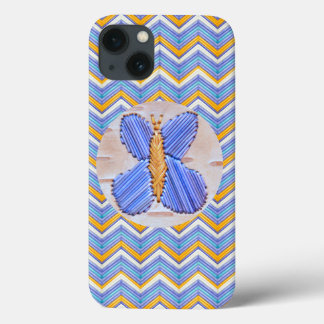 Blue Butterfly Chevron iPhone 13 Hülle