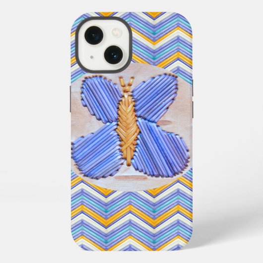 Blue Butterfly Chevron iPhone Hülle (Rückseite)
