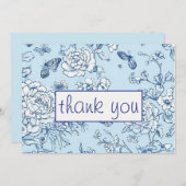 Blue Butterfly Chinoiserie Hochzeit Dankeschön Kar Dankeskarte (Vorne/Hinten)