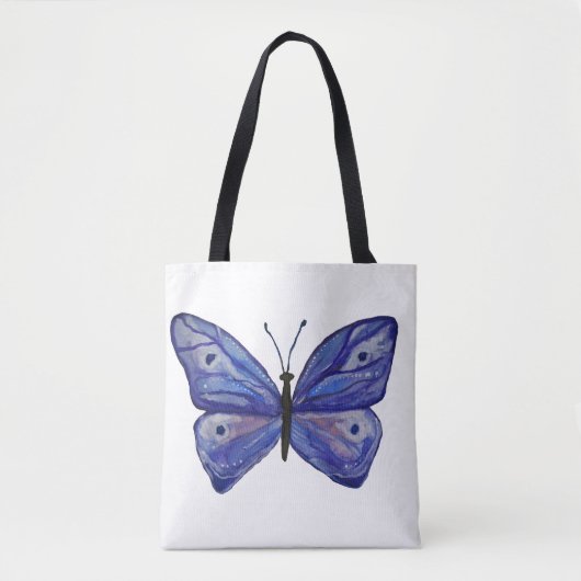 Blue Butterfly Custom All-Over-Print Tote Bag Tasche (Vorderseite)