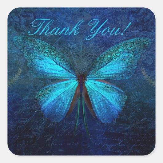 Blue Butterfly Danke Sticker (Vorderseite)