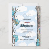 Blue Butterfly Design First Rice "Annaprashan" Einladung (Vorderseite)