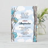 Blue Butterfly Design First Rice "Annaprashan" Einladung (Stehend Vorderseite)