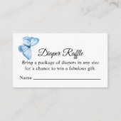 Blue Butterfly Diaper Raffle, Boy Baby Dusche Begleitkarte (Vorderseite)