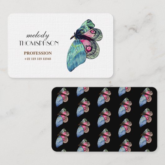 Blue Butterfly Digitale Kunst Visitenkarte (Vorne/Hinten)