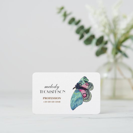 Blue Butterfly Digitale Kunst Visitenkarte (Stehend Vorderseite)