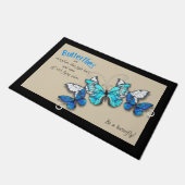 Blue Butterfly Doormat Fußmatte (Schrägansicht)