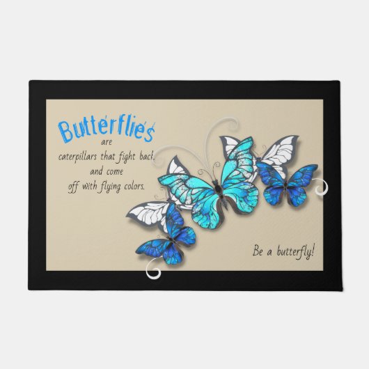 Blue Butterfly Doormat Fußmatte (Vorderseite)
