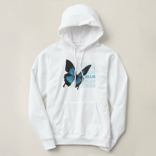 Blue Butterfly Elegance: Hoodie für Damen und Mädc (Design vorne)