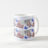 Blue Butterfly First Year Baby Foto Collage Kaffeetasse (VorderseiteRechts)