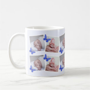Blue Butterfly First Year Baby Foto Collage Kaffeetasse