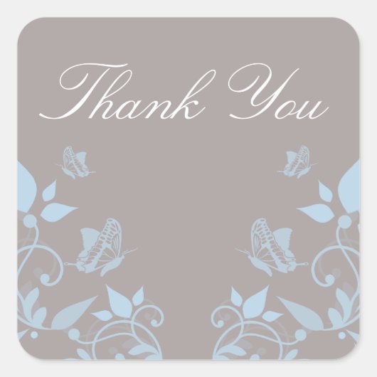 Blue Butterfly Floral Danke Stickers (Vorderseite)