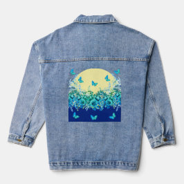 Blue Butterfly Floral Denim Jacket Jeansjacke