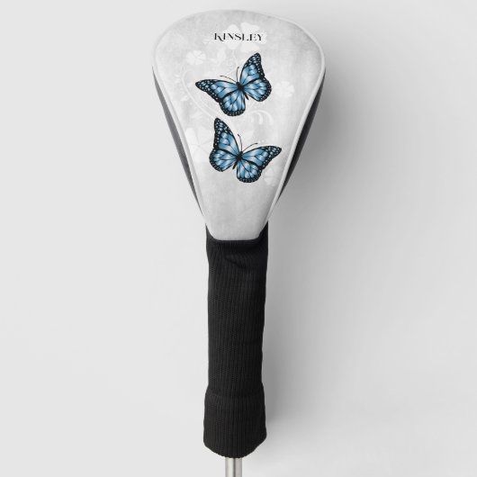 Blue Butterfly Floral Golf Head Cover Golf Headcover (Vorderseite)