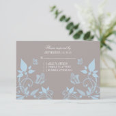 Blue Butterfly Floral Response Card RSVP Karte (Stehend Vorderseite)