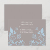 Blue Butterfly Floral Response Card RSVP Karte (Vorne/Hinten)