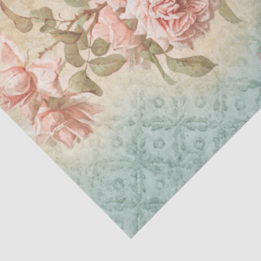 Blue Butterfly Floral Script Ephemera Decoupage Seidenpapier (Ausschnitt)