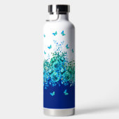 Blue Butterfly Floral Water Bottle Trinkflasche (Rechts)