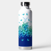 Blue Butterfly Floral Water Bottle Trinkflasche (links)
