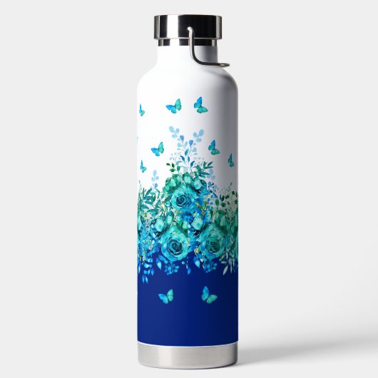 Blue Butterfly Floral Water Bottle Trinkflasche (links)