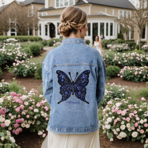Blue Butterfly Folk Personalisiert Jeansjacke