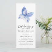 Blue Butterfly Funerly Digital Evite Einladung (Stehend Vorderseite)