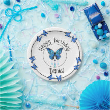 Blue Butterfly Garden Geburtstagsparty Paper Plate