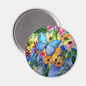 Blue Butterfly Garden Magnet (Vorderseite/Rückseite)