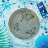 Blue Butterfly Garden Paper Plate Pappteller (Party)