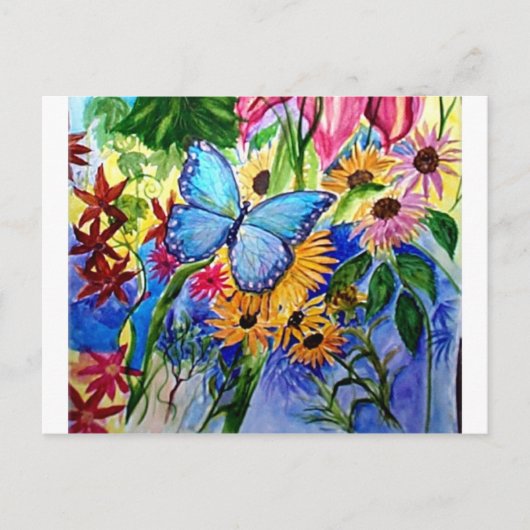 Blue Butterfly Garden Postkarte (Vorderseite)