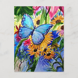Blue Butterfly Garden Postkarte