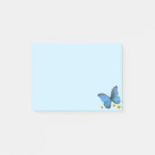 Blue Butterfly & Gold Confetti auf Light Blue Post-it Klebezettel (Vorderseite)