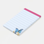 Blue Butterfly & Gold Confetti Dots Post-it Klebezettel (angewinkelt)