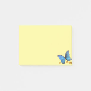 Blue Butterfly & Gold Confetti Dots Post-it Klebezettel