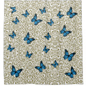 Blue butterfly gold garden duschvorhang (Vorderseite)