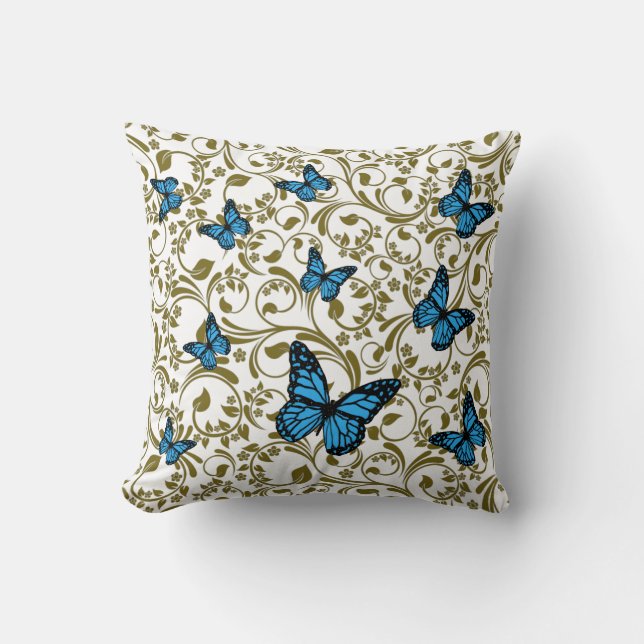 Blue butterfly gold garden kissen (Vorderseite)