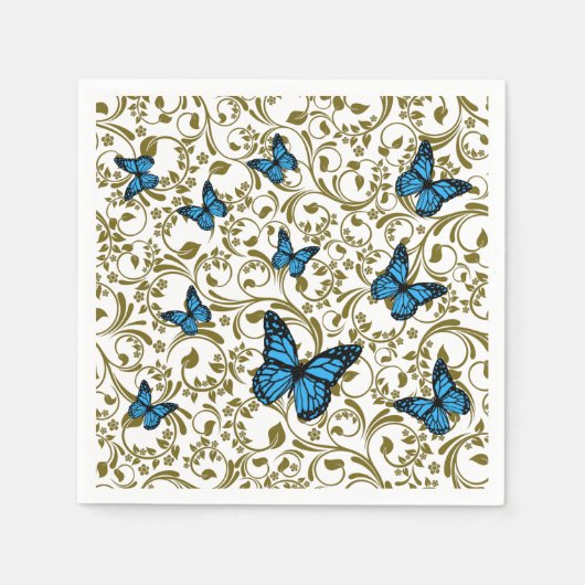 Blue butterfly gold garden serviette (Vorderseite)