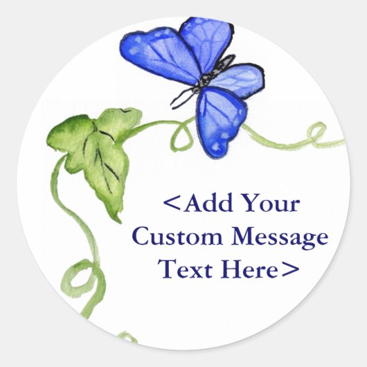 Blue Butterfly & Green Vine Label Stickers (Vorderseite)