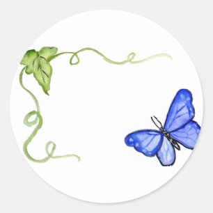 Blue Butterfly & Green Vine Label Stickers