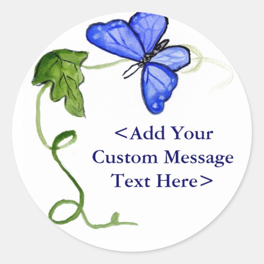 Blue Butterfly & Green Vine Label Stickers (Vorderseite)